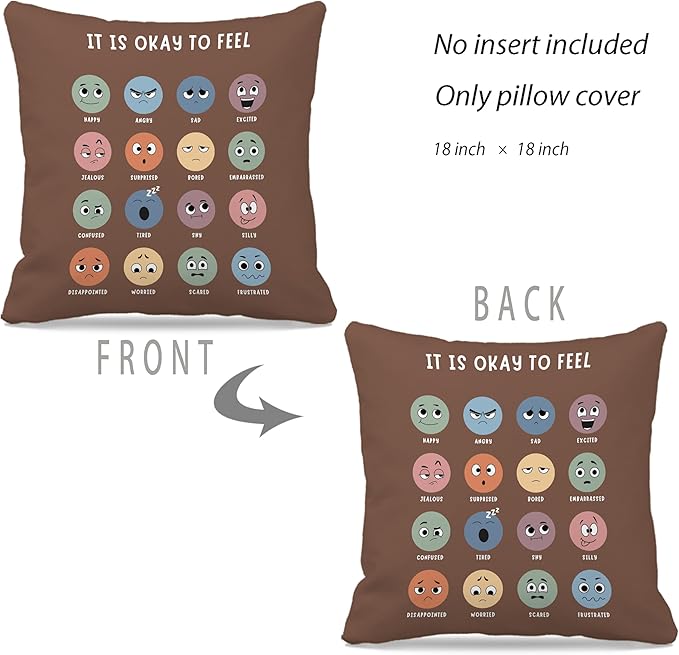 Nogrit Counseling Office Must Haves Throw Pillow Cover, Calming Corner, Mental Health Pillowcase Decor for Home Kids,Mental Health Counselor Gifts, Calming Corner Pillow Covers 18x18-892
