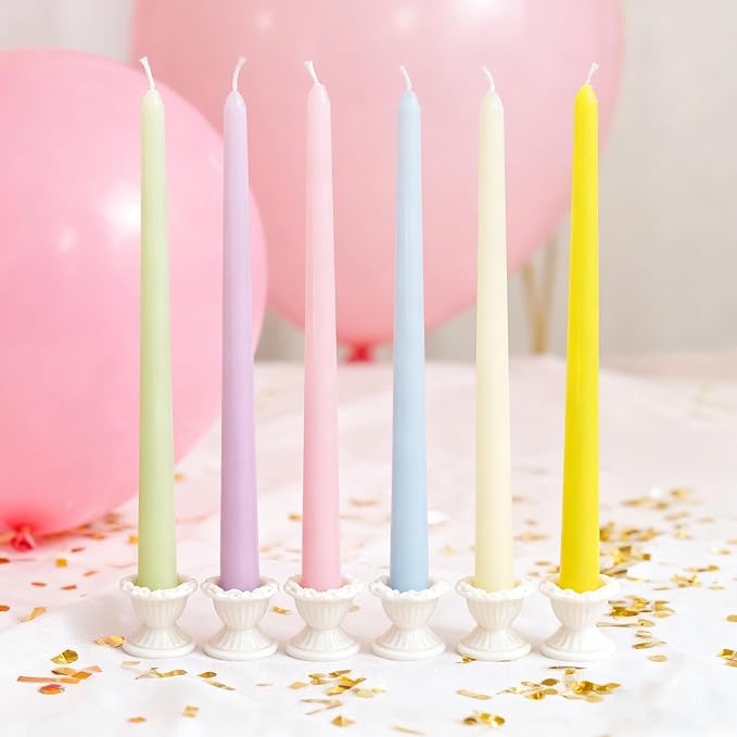 Long Taper Candles 6 Pcs Unscented Taper Candlesticks for Dinner Home Decor Kitchen Wedding Birthday Party Decorations