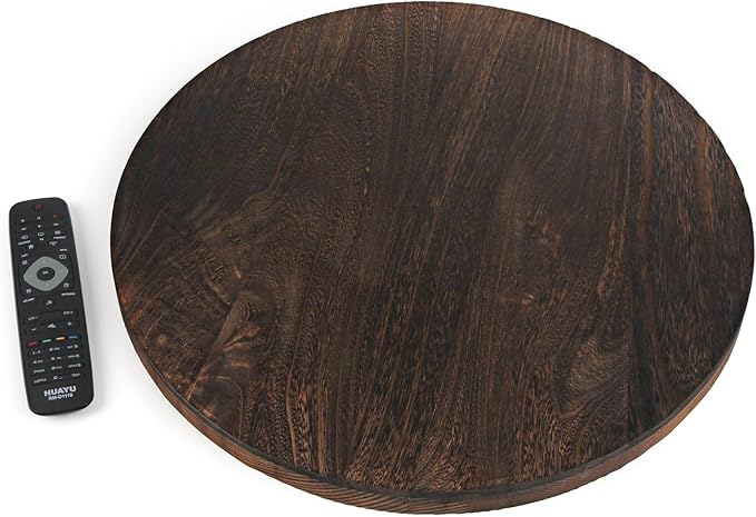 20" Rustic Wooden Serving Tray - Extra Large Round Ottoman Table Tray for Farmhouse Decorative Oversized Coffee Table Trays Living Room Kitchen Counter Breakfast Brown