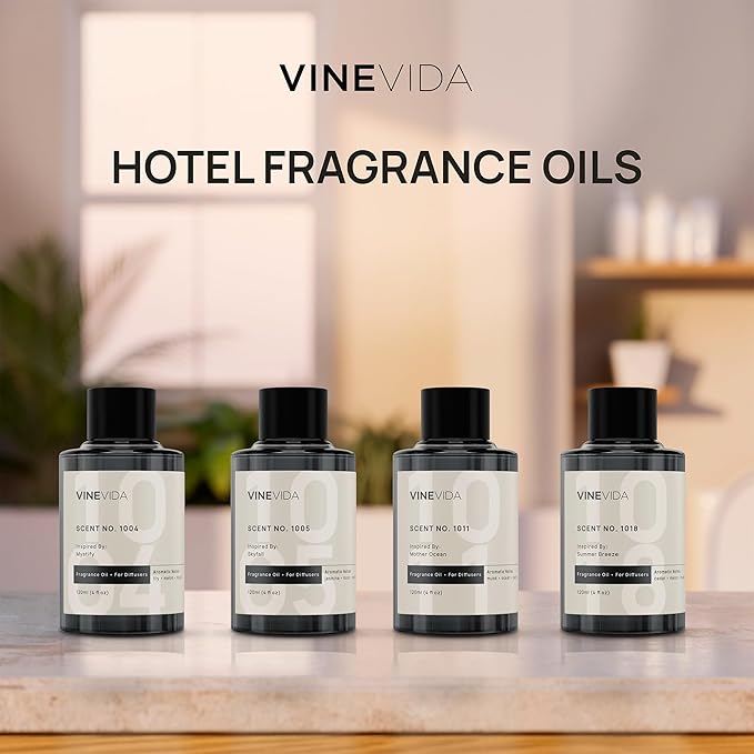 VINEVIDA Hotel Fragrance Collection - 4 Pack Diffuser Oils - Cold Air Diffusers - Scents No. 1005, 1018, 1011, 1004