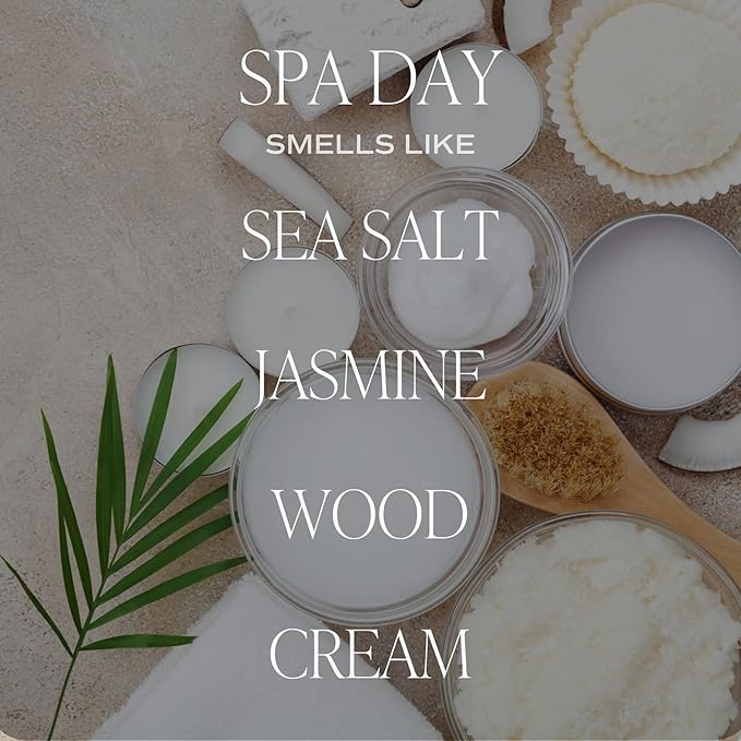 Sweet Water Decor Spa Day Scented Soy Candles – Sea Salt, Jasmine, Wood, Cream – Cozy Vacation Aroma – 50 Hour Burn – 12oz Tinted Glass Jar for Home Decor and Bedroom Decor