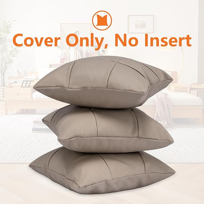 Kidol & Shellder Genuine Leather Throw Pillow Cover 18x18 Modern Solid Lumbar Pillow Covers-Luxury Pillowcases for Couch Sofa Bed-Soft Durable Decorative Cushion Case with Hidden Zipper(Purplish Grey)