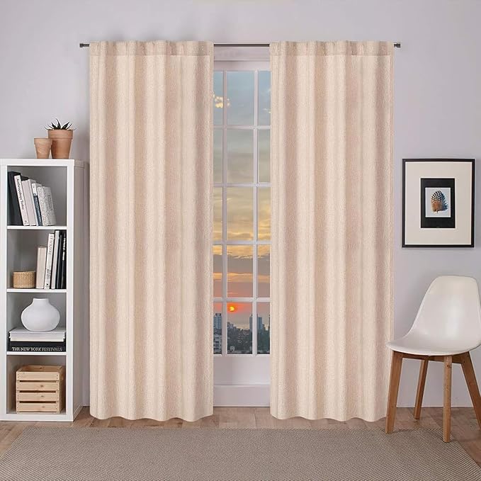 Flax Linen Curtains 50"x108" Set of 2, Natural Tab Top Drapes for Living Room & Bedroom, 108 Inch Long Farmhouse Window Panels, Soft Light Filtering Rustic Curtain Set for Home Decor