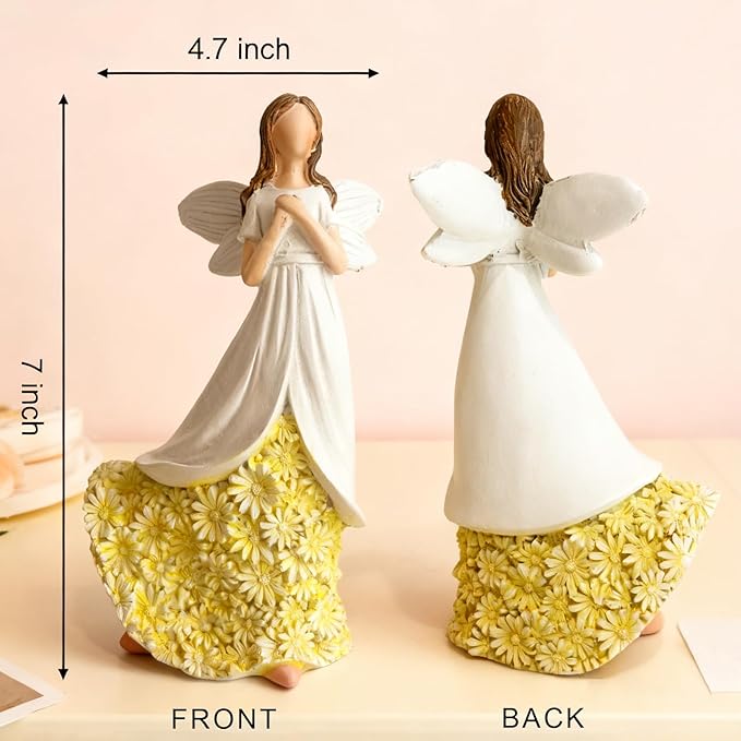 Sunflower Angel Figurines Home Decor, Encouragement Anniversary Retirement Gift for Woman, Memorial Bereavement Sympathy Gifts Idea