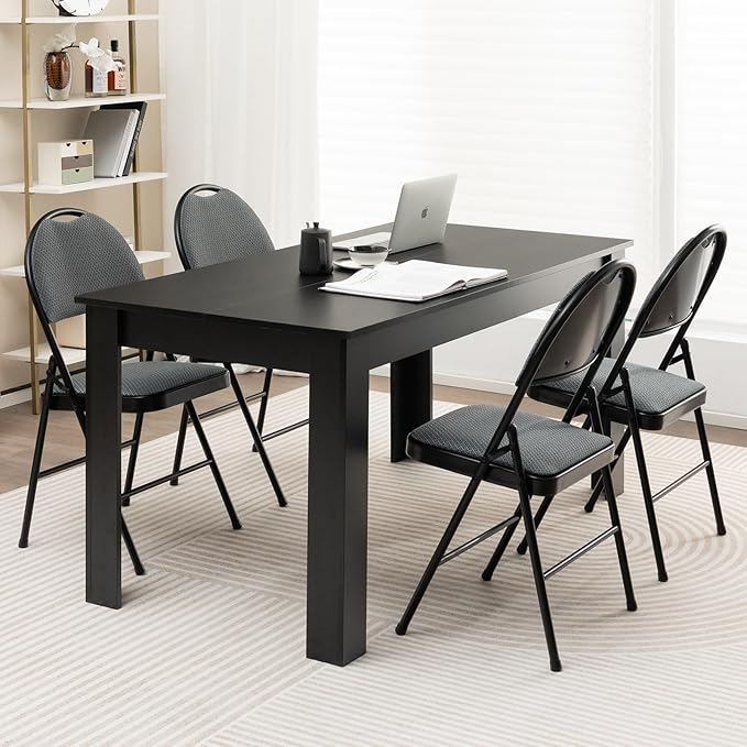 POWERSTONE Folding Chairs, Foldable Chair Set with Padded, Handle Hole and Metal Frame Dining Chair Set for Indoor and Outdoor, School, Office and Garden Party (6, Grey+Black)