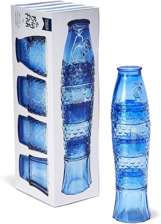 Two's Company Under the Sea Set of 4 Fish Design Drinking Glasses