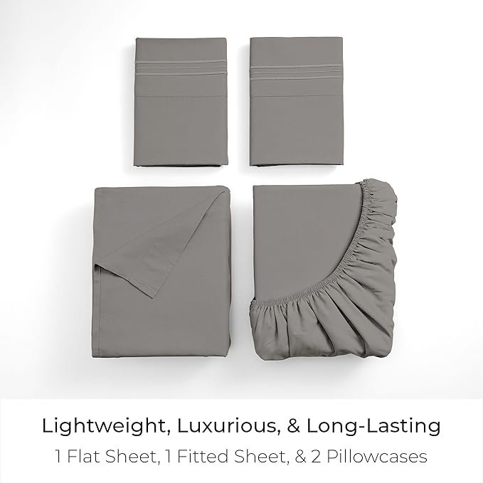 Mellanni Queen Sheets Set - 4 PC Iconic Collection Bedding - Hotel Luxury, Extra Soft, Cooling Bed Sheets - Wrinkle, Fade, Stain Resistant (Queen, Taupe)
