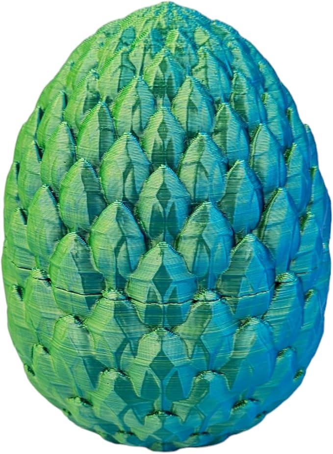 3D Printed Dragon Egg Articulating Gemstone Dragon Fidget Figurine - Vibrant Color Dragons Flexible ADHD, Autism and Anxiety Relief - Articulated Joints (Blue Yellow)