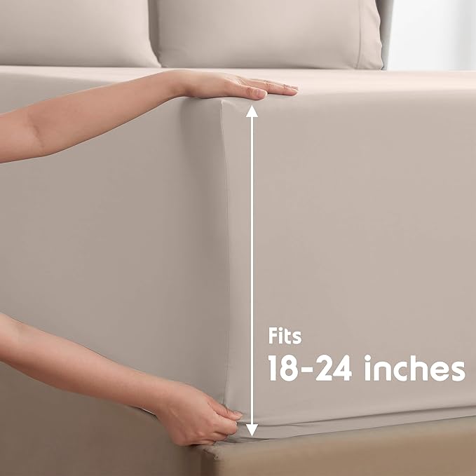 Nestl Extra Deep Queen Sheet Set - 6 Piece Breathable & Cooling Sheets - Hotel Luxury Bedding Set w/18-24 Inch Deep Pockets - Easy & Secure Fit - Super Soft, Wrinkle Free & Comfy - Linen