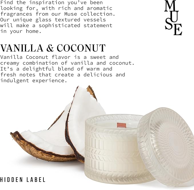 Vanilla Coconut Crackling Wood Wick Soy Candles in 7.4oz Glass Jar | Long-Lasting Scented Candles Gift Set for Valentine's Day, Mother's Day | Luxury Home Decor & Relaxation Gift for Women