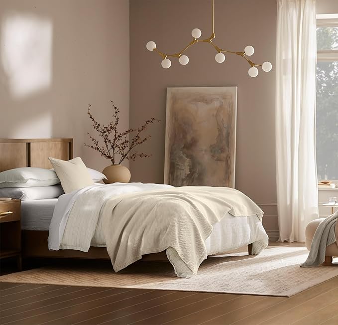 BOLL & BRANCH Dream Bed Blanket - Twin/Twin XL, Sand - Luxury 100% Organic Cotton - Soft, Lightweight and Breathable - Cloud-Like Touch