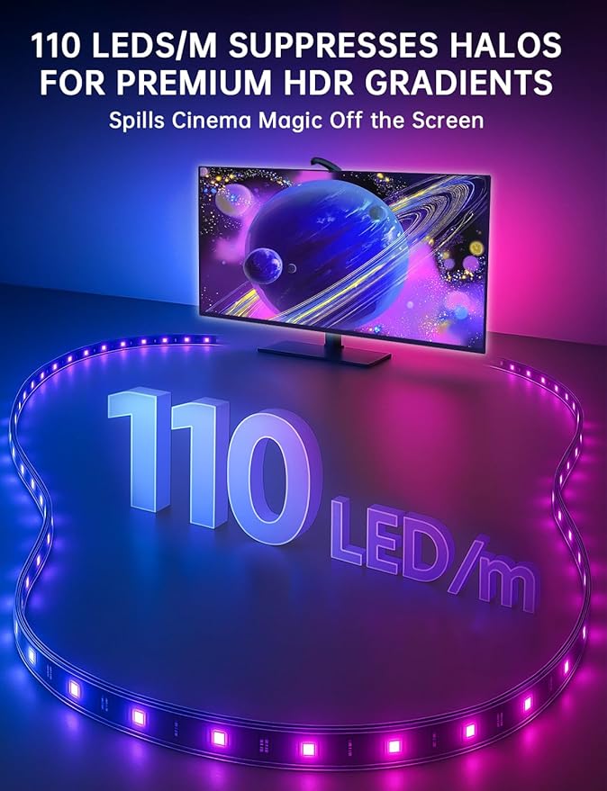 TV Lights That Change with TV, 18ft LED Lights for 75-85 Inch TVs & PC Monitors, Smart App Control TV Backlight Sync to Screen, USB-C Powered RGB LED Strip Lighting