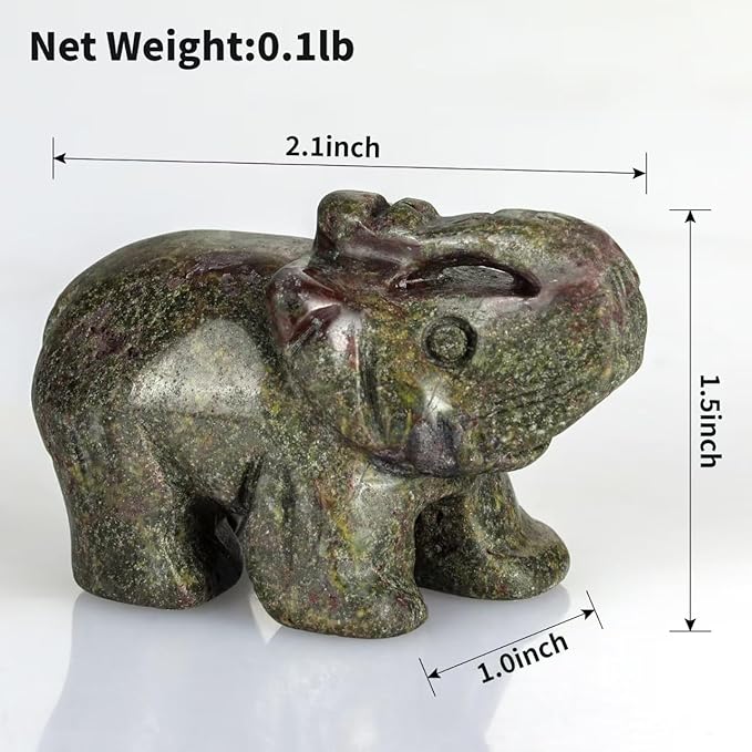2" Dragon Blood Stone Elephant Statue for Vitality & Strength,Elephant Decor for Wisdom & Good Luck,Elephant Figurine for Home & Office Decor