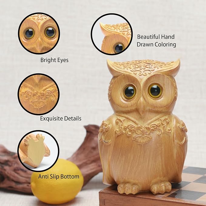 Owl Figurines Resin Statue Home Decor Sculptures Ornament for Bookshelf Living Room,Housewarming Gift