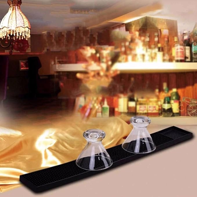 3 Pcs 24 x 3 Inch Rubber Bar Mats, Non-Slip Bar Service Spill Mat, Black Rubber Bar Mat, Bar & Wine Tools, Bar Mats Set for Countertop, Cafe, Bar, Kitchen, Restaurant, Hotel