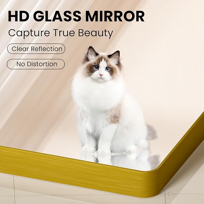 Gold Bathroom Mirror, 20x30 Inch Brushed Gold Metal Frame Mirror for Wall, Rounded Rectangle Bathroom Vanity Mirror, Tempered Glass, Anti-Rust, Horizontal/Vertical