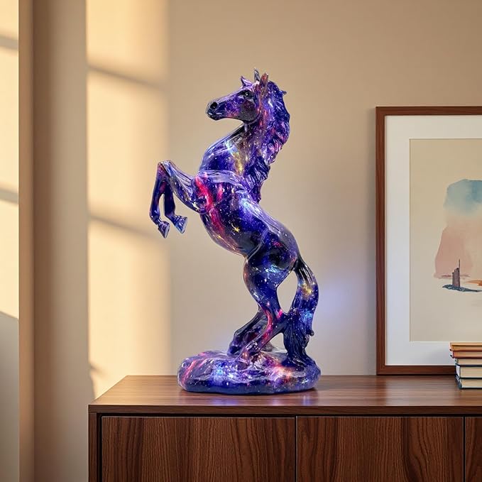 FUNSXBUG Colorful Art Horse Statue Figurines Ornament Sculpture Collectibles Home Office Living Room Desktop Display Tabletop Decoration Resin