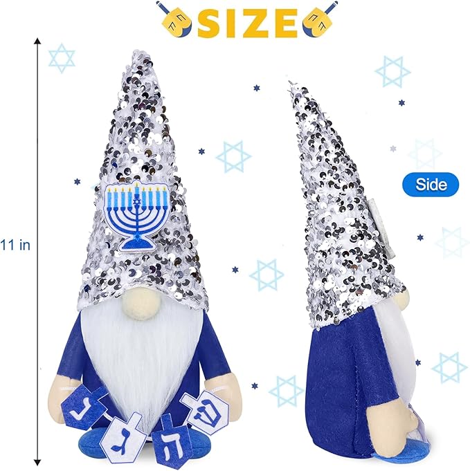 Tifeson Hanukkah Decorations for Home Indoor, 2 Pack Mr & Mrs Hanukkah Gnomes Plush, Hanukkah Decor Hanukkah Ornaments Chanukah Decorations Jewish Decor