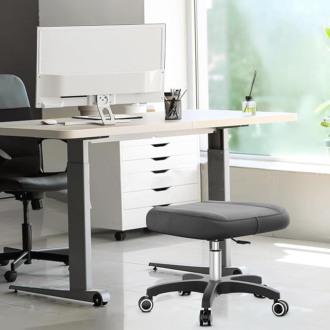 TASALON Multi-Use Footrest Stool Adjustable Height with 360° Rolling Lockable Wheels,Rest Ottoman,Office Footrests,Video Game Stool for Gaming for Home Office- Black