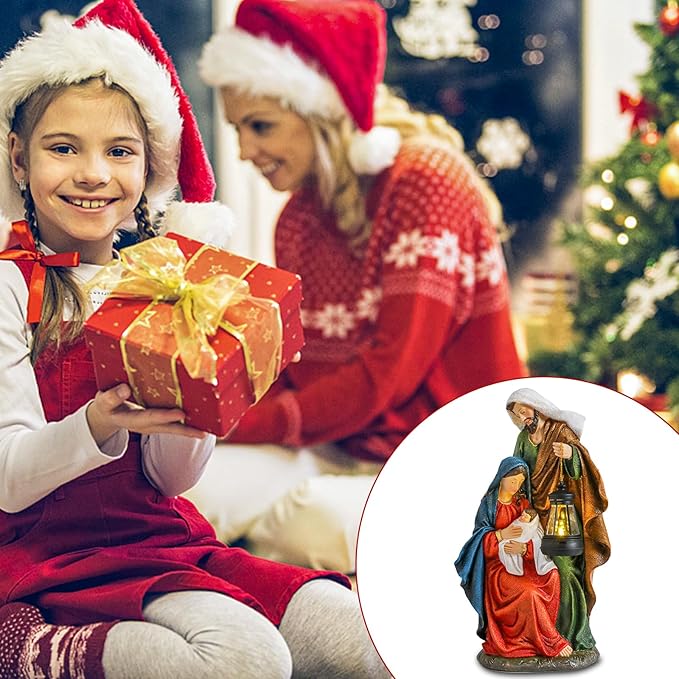 Christmas Village 12.2 Inch Nativity Sets Figurine Nativity Scene Interior Display Figurines Decorations Room Tabletop Indoor Decor