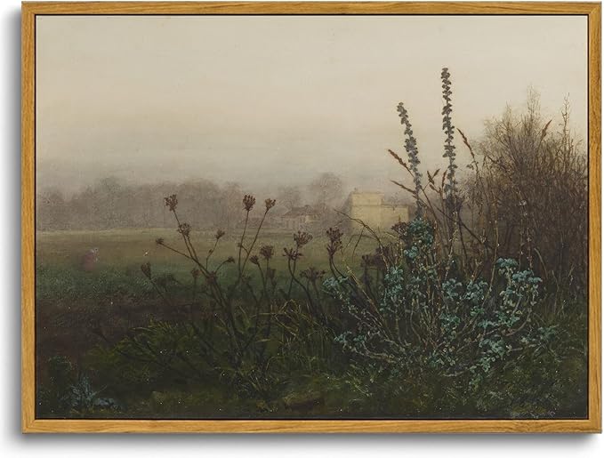 KISSFOX Vintage Wall Art Framed Retro Rustic Landscape Painting Canvas Prints Farmhouse Floral Country Scenery Picture Home Office Decor Bathroom Bedroom Living Room