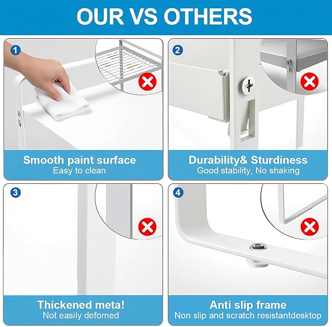 Expandable Cabinet Shelf Organizer 14-25 Inch Adjustable Length, 11" Wide 2-Tier (8" Bottom Layer) Metal Storage Rack for Kitchen Pantry, Under Sink Countertop - Heavy Duty White(2 Pack)
