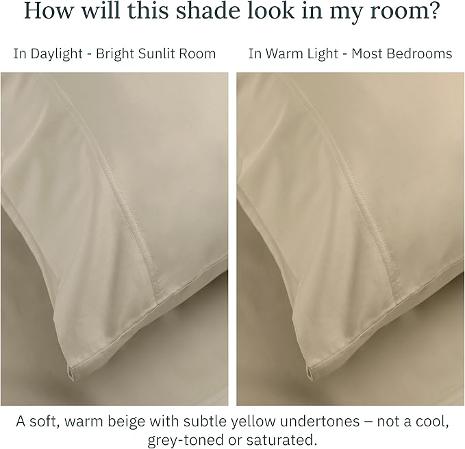 California Design Den Certified Luxury 100% Egyptian Cotton Sheets Set - California King Sheets Deep Pocket Set, Sateen Weave, Soft and Durable Luxury Bedding, Ideal for Hot Sleepers - Beige