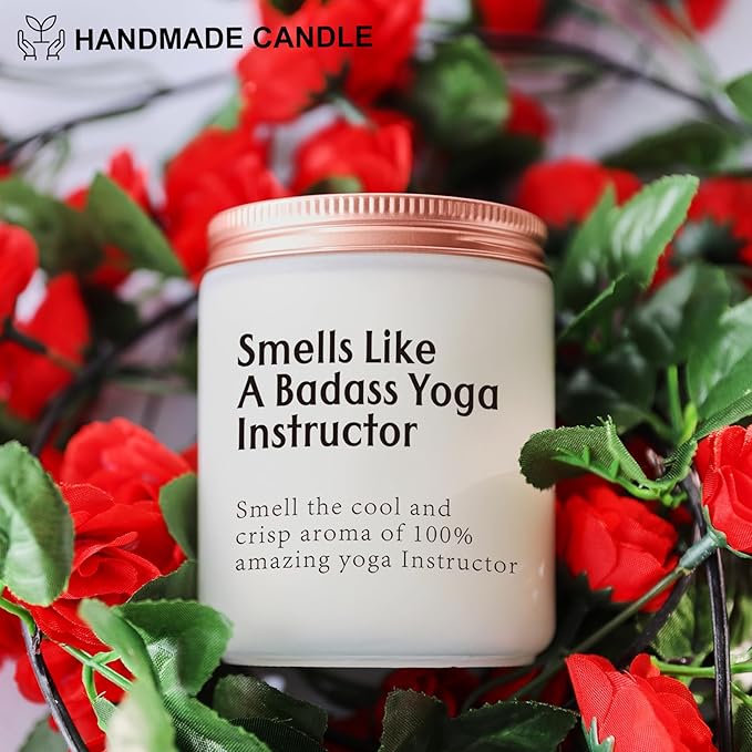 Funny Yoga Instructor Gift Badass Yoga Teacher Lover Gifts for Women Candle Unique for Wellness Coach Lavender Scented