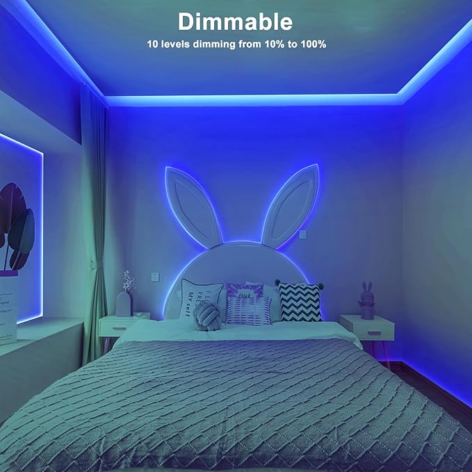 16.4ft Blue COB Led Strip Lights with RF Remote, Dimmable Bright Adhesive Indoor Led COB Light Strip for Cabinet, Paintings, Room, Bed