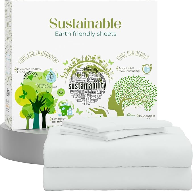 SUPREME ELEGANCE King Size Sheets Set –Natural 100% Cotton Percale Sheets King Bed Set, Oeko-tex Made in Green Sustainable, Breathable Cooling Deep Pocket Sheet, Crisp Luxury Bedding, Soft Silver