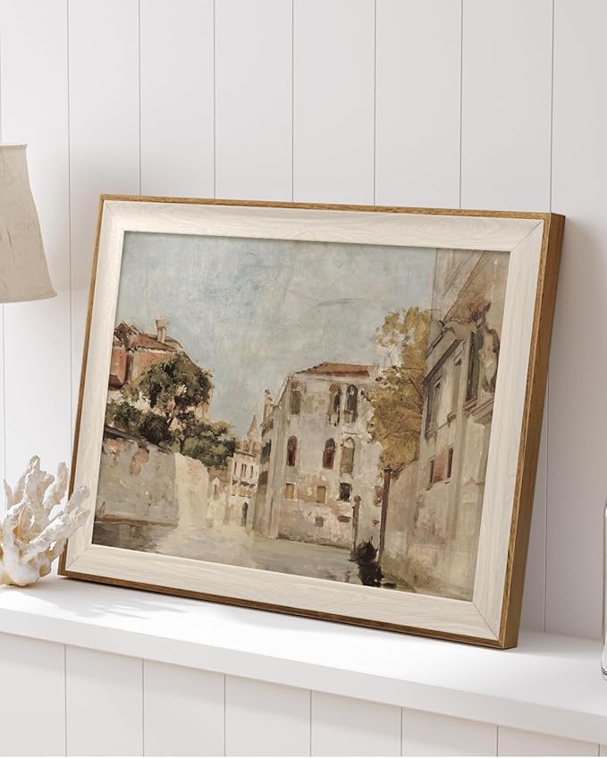 InSimSea Framed Canvas Wall Art Classical Cityscape Artwork Wall Decorations View of Venice Canvas Prints Bathroom Pictures Farmhouse Office Home Wall Decor 12x16In