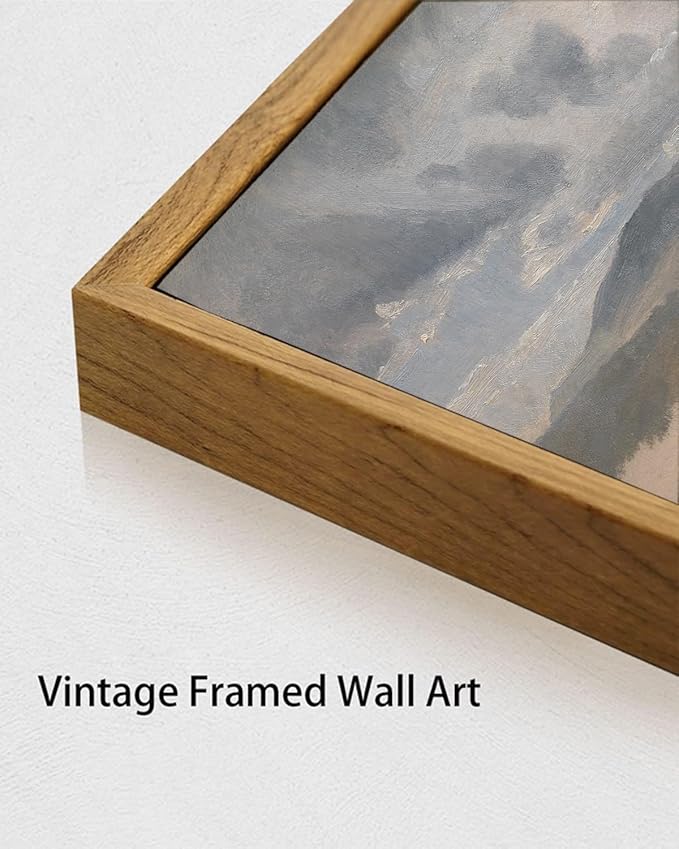 KISSFOX Framed Vintage Landscape Wall Art Natural Scenery Canvas Prints Colorful Painting Artwork Rustic Farmhouse Pictures Decor Living Room Office Bedroom Bathroom Kitchen