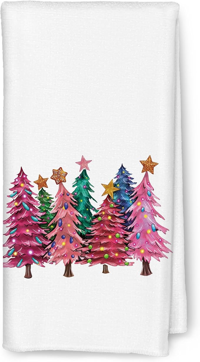 Christmas Tree Hand Towels, 16x24 Inch - Bathroom & Kitchen Decor
