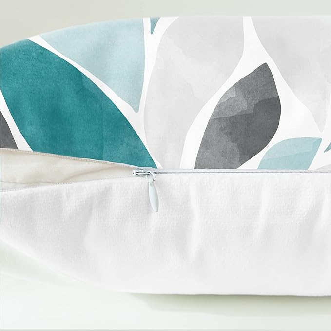 CaliTime Throw Pillow Cases Pack of 2 Cozy Fleece Falling Dahlia Floral Flowers Petals Decorative Cushion Covers for Couch Bed Sofa Farmhouse Decoration 18 X 18 Inches Teal Green Grey