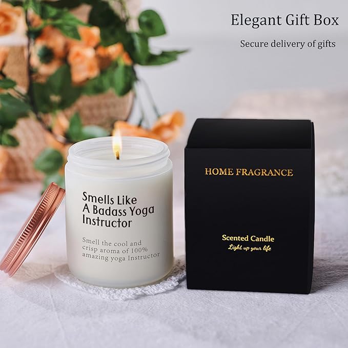 Funny Yoga Instructor Gift Badass Yoga Teacher Lover Gifts for Women Candle Unique for Wellness Coach Lavender Scented