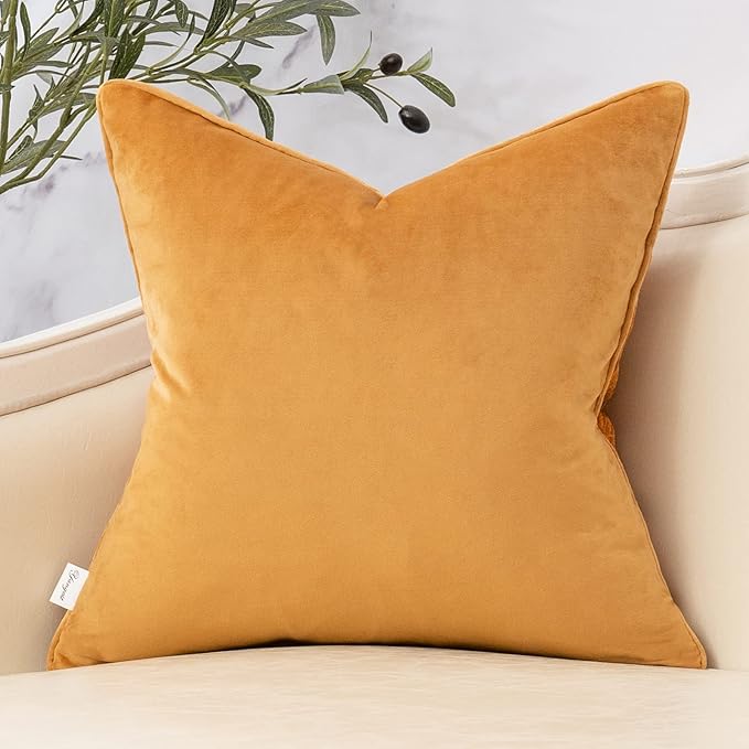 Yangest Orange Yellow Twigs Throw Pillow Cover Branches Velvet Cushion Case Neutral Pillowcase for Sofa Couch Bedroom Living Room Home Decor,20x20 Inch