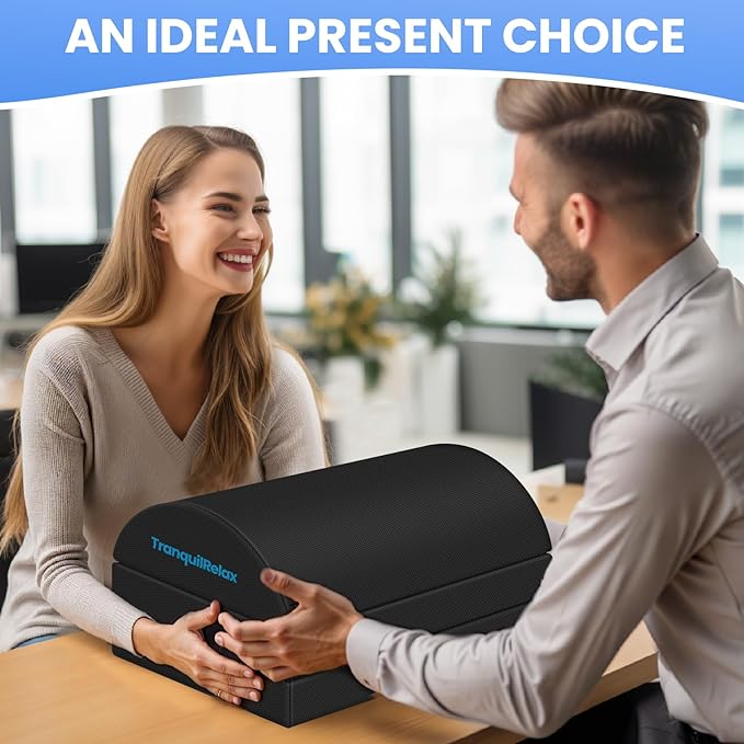 Foot Rest for Under Desk at Work, Gaming Accessories Foot Stool with 3 Adjustable Heights & Washable Cover, Comfortable Office Desk Accessories, Footrest for Office, Home and Car (Black)