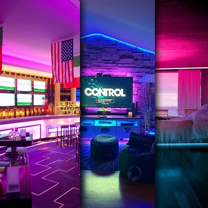 DAYBETTER Led Strip Lights Smart with App Control Remote, 5050 RGB for Bedroom, Music Sync Color Changing for Room Party 50ft