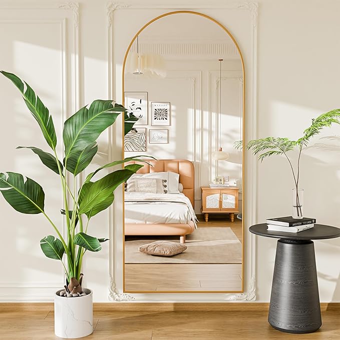 SUNQUEEN 71"x28" Floor Mirror Full Length, Arched Full Length Mirror with Stand, Full Body Mirrors for Bedroom Living Room or Cloakroom Gold