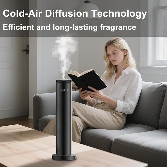 Wireless Hotel Scent Diffuser-Cordless Rechargeable Diffuser for Whole House- Scent Air Machine for Home -App Bluetooth Control - Waterless Essential Oil Diffuser for Large Room, Studio Office -Black