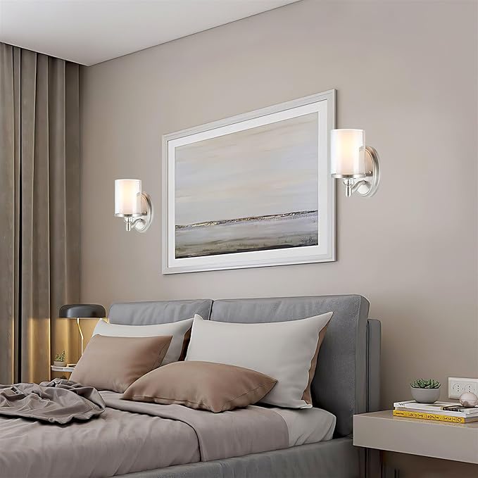 Kira Home Victoria 10" Transitional Wall Sconce, Frosted Glass Inner Shade + Clear Seeded Glass Outer Shade, Brushed Nickel Finish
