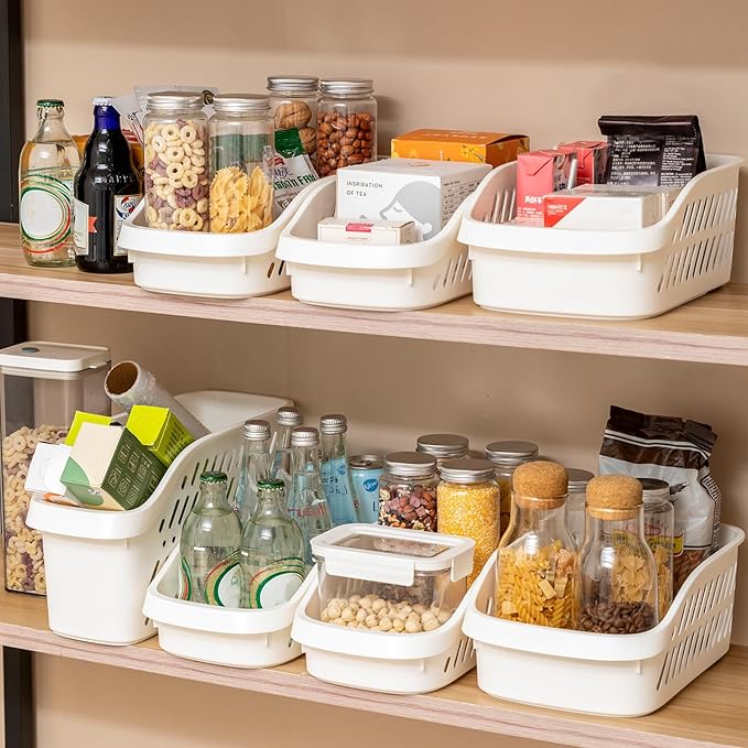 2 Pack Widened Pantry Organizers and Storage with Wheels Pull Out Kitchen Cabinet Organizers and Storage Multi-purpose Rolling Organizer Bin for Food, Snack, Cleaning Supplies
