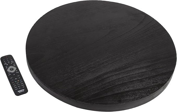 Round Ottoman Table Tray Round-24 - Rustic Wooden Serving Tray for Farmhouse Decorative Oversized Coffee Table Trays Living Room Kitchen Counter Breakfast Black
