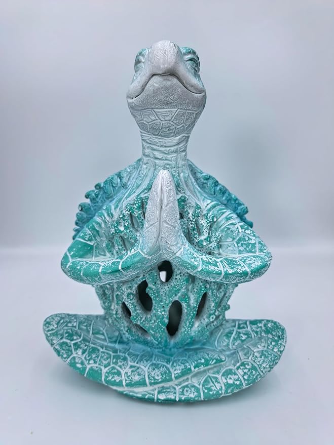 VVGIFTS Sea Turtle Meditation Yoga Decor, Garden Figurine Sea Turtle Meditating Coastal Beach Decorations, Zen Yoga Resin Statue for Home Office Decorations