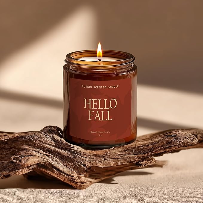 Pumpkin Spice Fall Candles for Home Scented, Natural Soy Wax Aromatherapy Non Toxic Pumpkin Candle with Long Lasting Burn, Halloween Autumn Candle Gifts for House Fragrance Decoration (9oz)