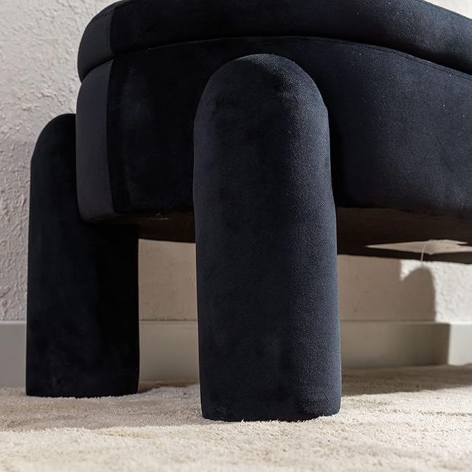 DUOMAY Storage Ottoman Bench, Velvet Upholstered Fabric Storage Bench End of Bed Stool for Bedroom Living Room Entryway, 44.75" Width, Black