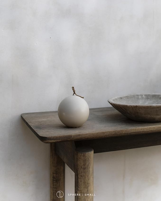 LAWA Sphere Candle - Beautiful Handmade Pillar Scented Soy Wax Elegant Aesthetic Candle Housewarming Gift Home Room Shelf Decor Idea (Light Beige, Small)