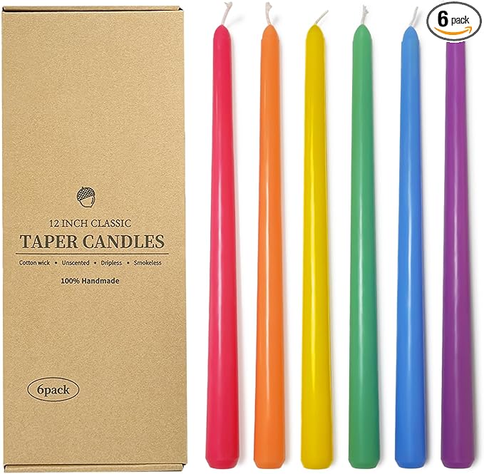 Long Taper Candles 6 Pcs Unscented Taper Candlesticks for Dinner Home Decor Kitchen Wedding Birthday Party Decorations