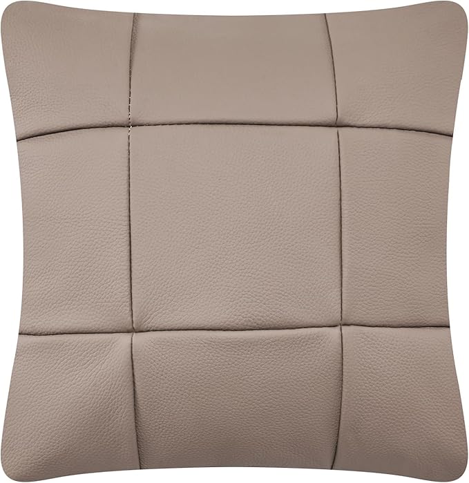 Kidol & Shellder Genuine Leather Throw Pillow Cover 18x18 Modern Solid Lumbar Pillow Covers-Luxury Pillowcases for Couch Sofa Bed-Soft Durable Decorative Cushion Case with Hidden Zipper(Caribe Cocoa)
