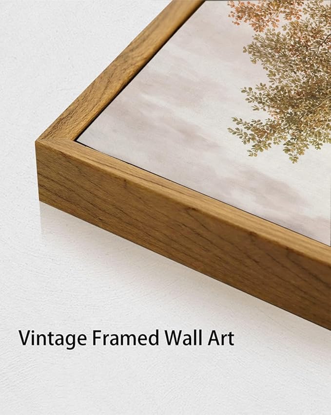 KISSFOX Vintage Farmhouse Landscape Canvas Wall Art Fall Rustic Countryside Framed Wall Art Autumn Cottagecore French Country Scenic Tree Art Prints Artwork For Living Room Bedroom Kitchen